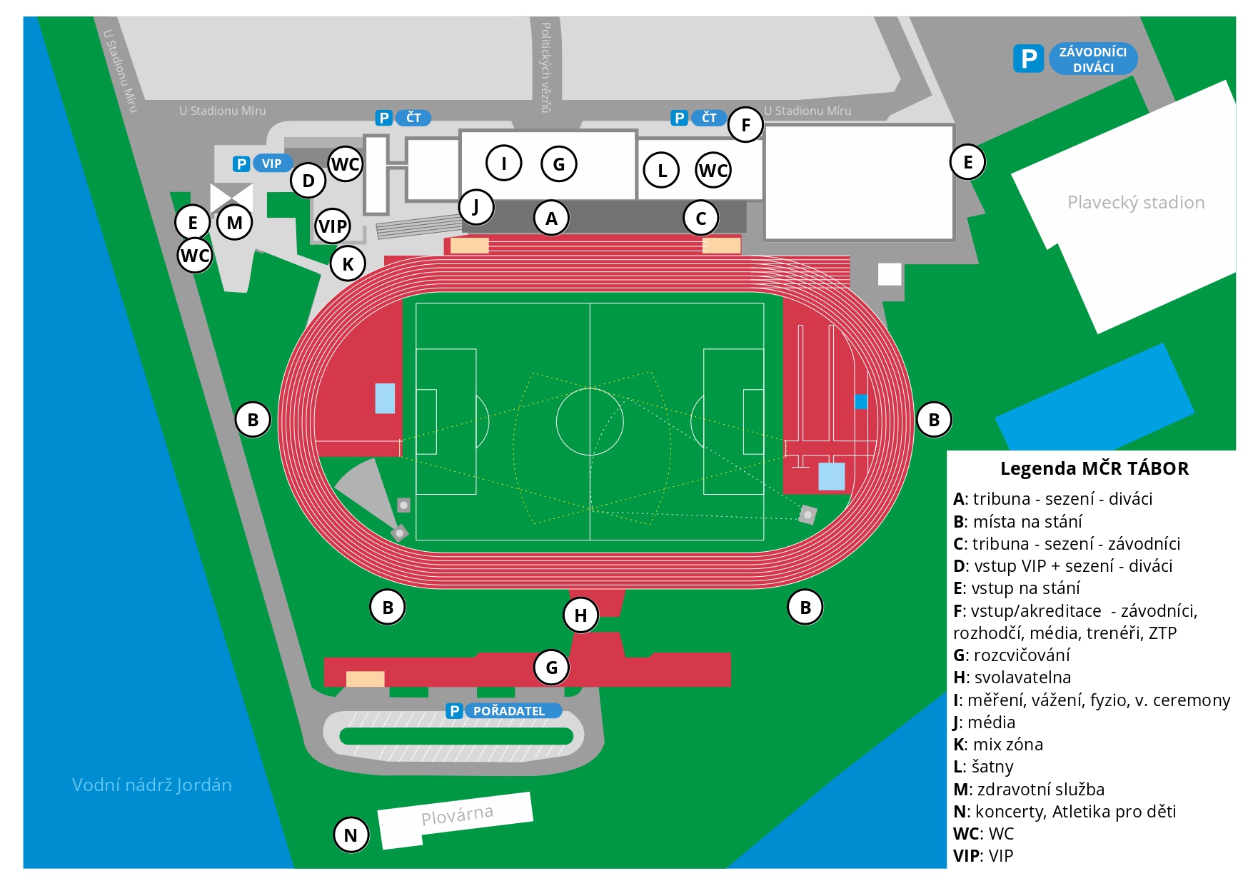 Plánek stadionu pro MČR